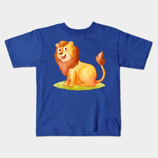 Lion Hand Drawn Kids T-Shirt by Mako Design 